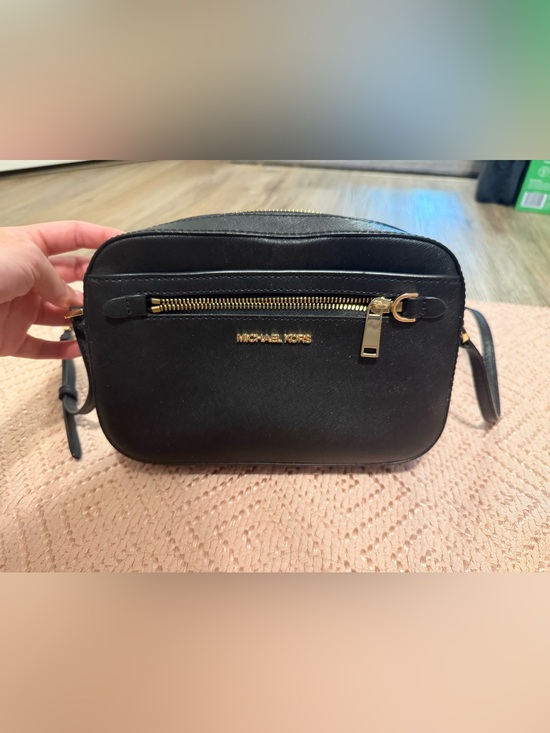 Michael Kors Handbags - Michael Kors Black Saffiano Crossbody with Gold Accents